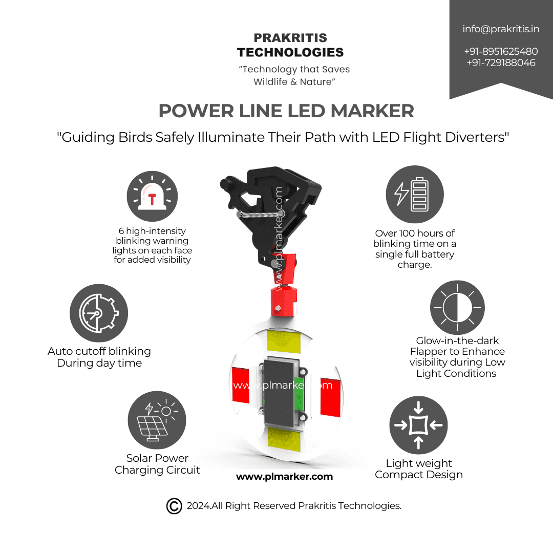 Led Bird Flight Diverters devices that help prevent birds from colliding with man-made structures such as power lines and wind turbines.Prakritis Technologies a leading manufacture of bird flight diverter in india